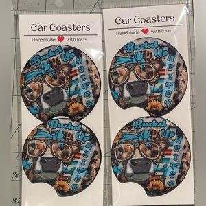 Cow - Buckel up butter cup 1- 2pack car coasters